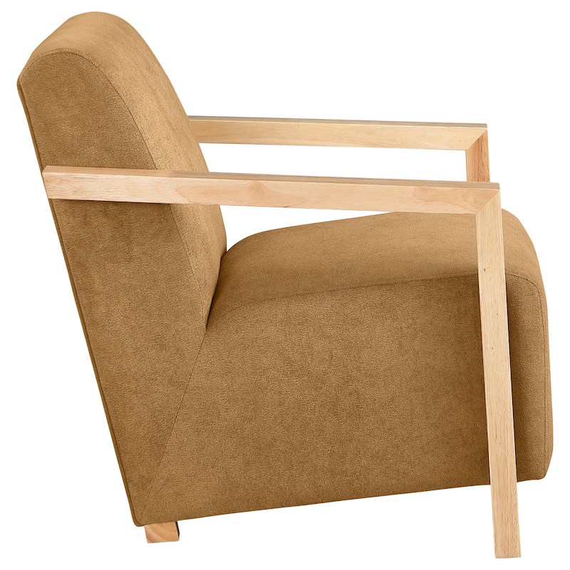 Diego Upholstered Accent Arm Chair With Wood Arms