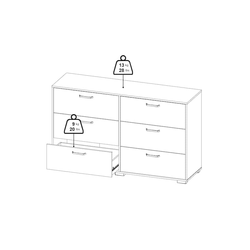 Porch & Den Sofia 6 Drawer Double Dresser, Jackson Hickory