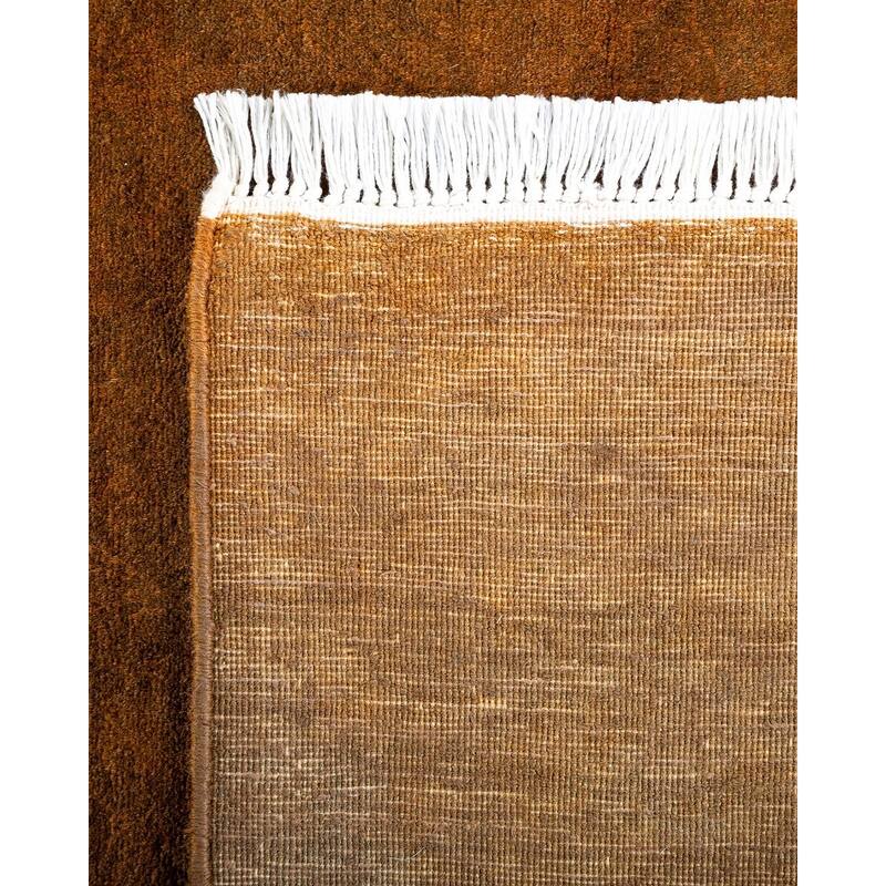 Overton Hand Knotted Wool Vintage Inspired Modern Contemporary Overdyed Gold Runner Rug - 3' 2" x 25' 6"