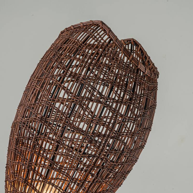 Kyoto 1-Light Rattan Table Lamp, Coastal Boho Japandi - Handwoven - 18" Tall