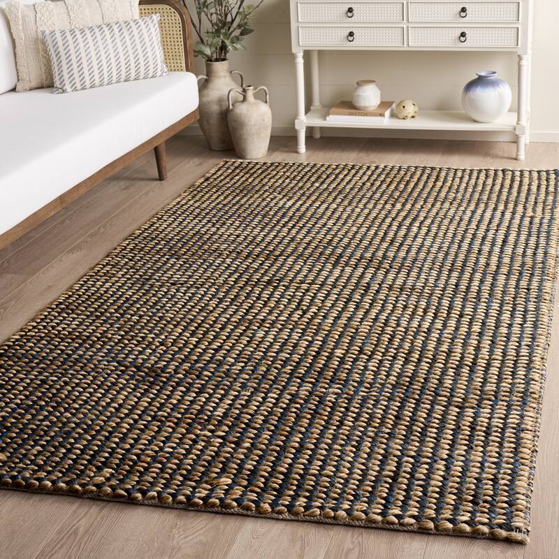 SAFAVIEH Handmade Natural Fiber Couture Seka Jute & Cotton Rug - 5' x 8' - Natural/Blue