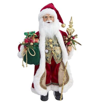 Kurt Adler 17-Inch Kringle Klaus Elegant Santa with Staff and Bag of Gifts