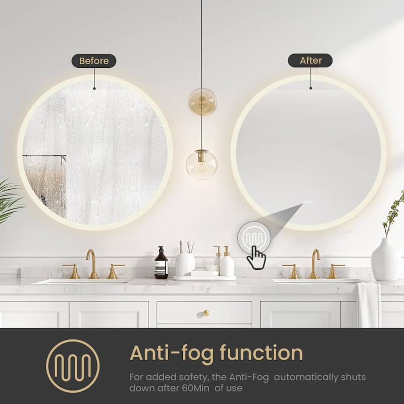 Moscow Round Frameless LED Wall Bath Vanity Mirror