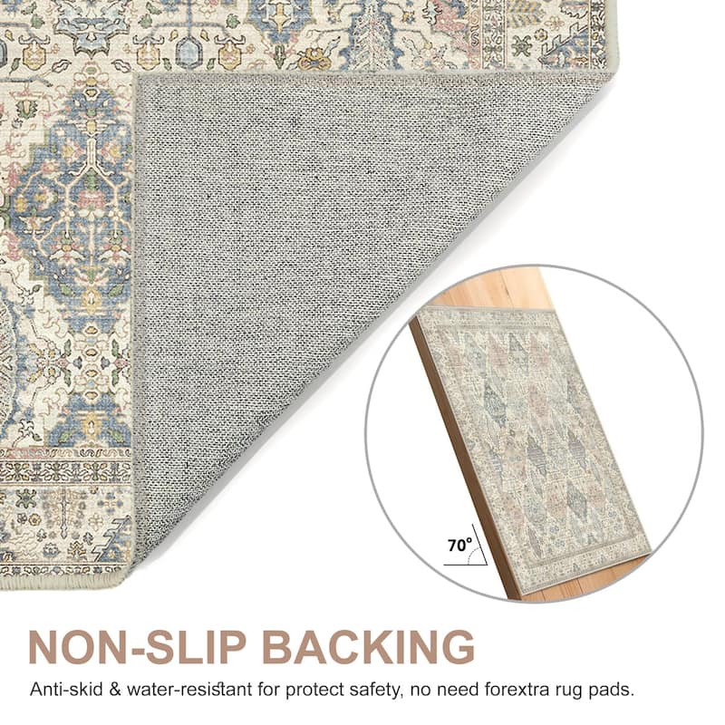 Mcow Modern Machine Washable Low Pile Lightweight Soft Print Area Rugs - 8'X10'