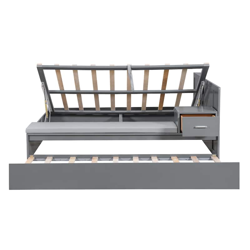 Full Size Wood Storage Hydraulic Platform Bed