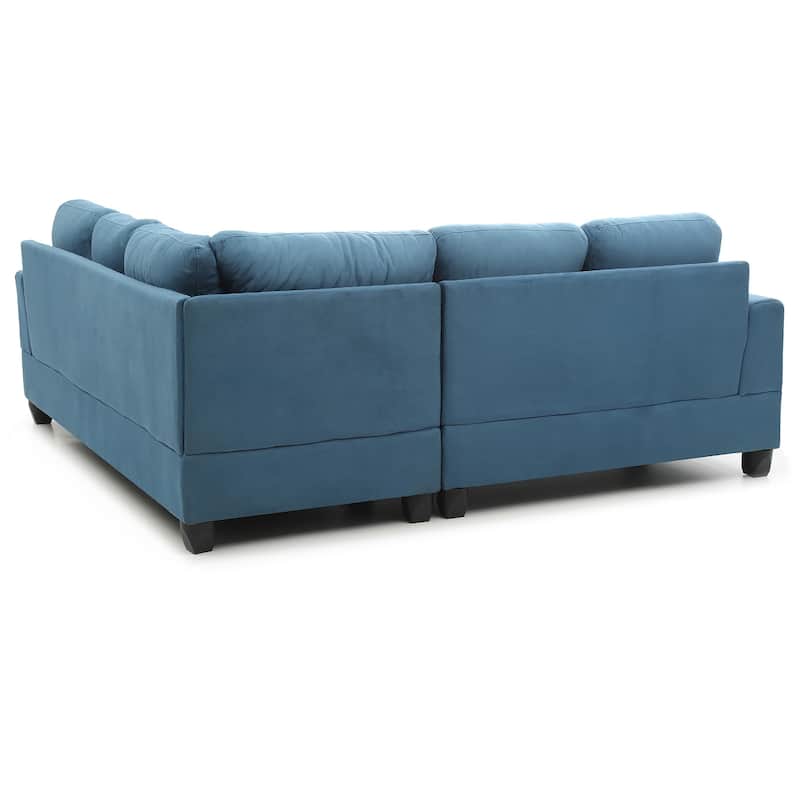 Tufted Microsuede L-Shape Sectional Sofa - 80" - Blue