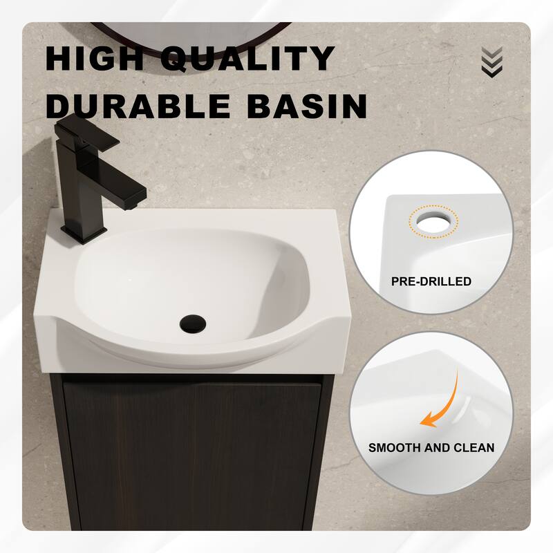 Beingnext 16''/20''/24"/30"/36" Bathroom Vanity with Sink, Floating Bathroom Vanity with Soft Close Door