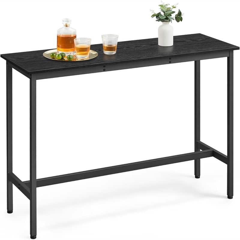 Narrow Long Bar Table - 15.7"D x 47.2"W x 35.4"H - Ebony Black