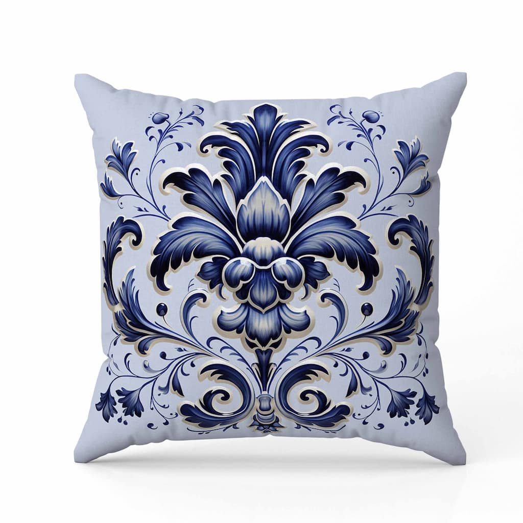 Vintage Veil Faux Suede Reversible Throw Pillow Blue and Beige