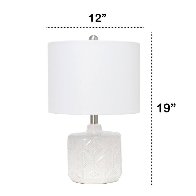19 in. White Finish Table Lamp with White Shade, Sturdy Table Lamp for Living Rooms and Bedrooms