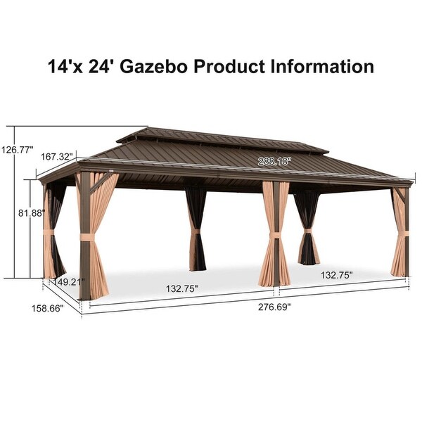 PURPLE LEAF Outdoor Gazebo Aluminum Frame Galvanized Steel