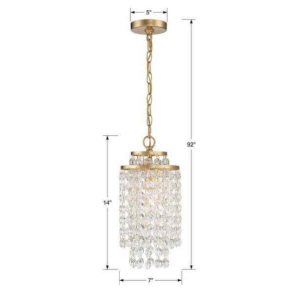 Gabrielle 1 Light Antique Gold Chandelier - 7'' W x 14'' H