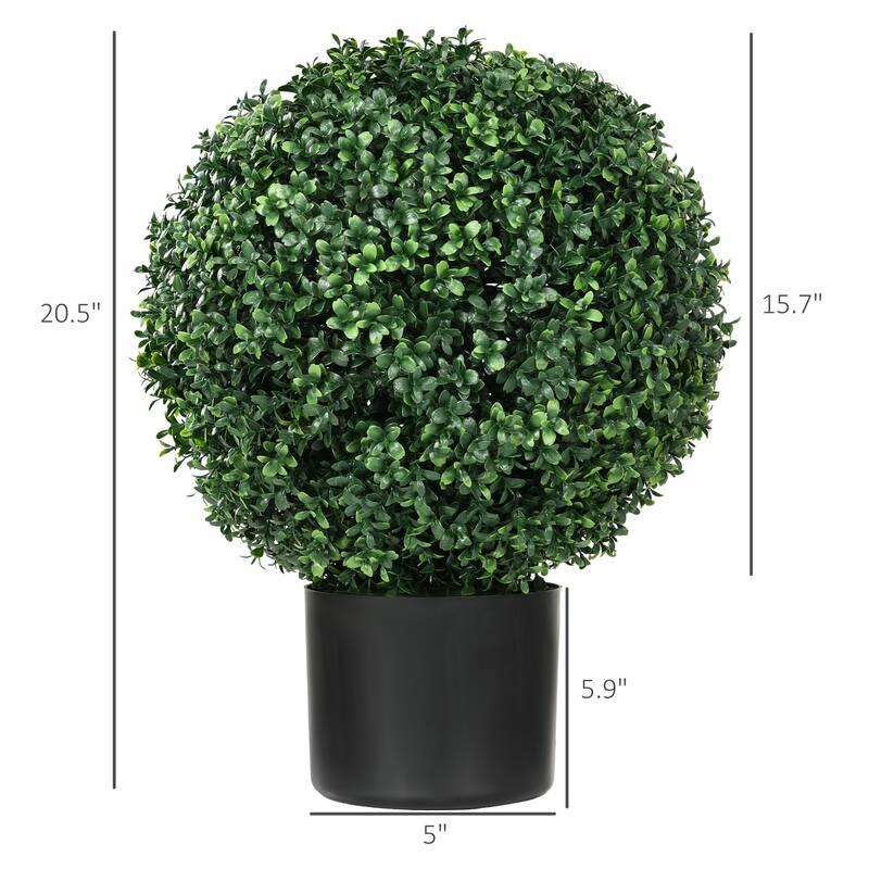 Set of 2 20.5" Artificial Ball Boxwood Topiary Trees with Pot