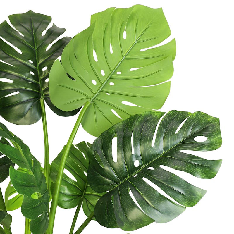 Artificial Split Leaf Philodendron Monstera Plant in Black Pot