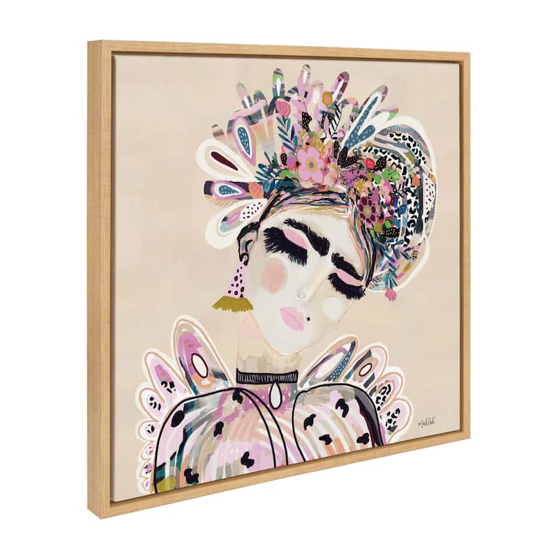 Kate and Laurel Sylvie LuLu Framed Canvas by Inkheart Designs - 22x22 - Natural