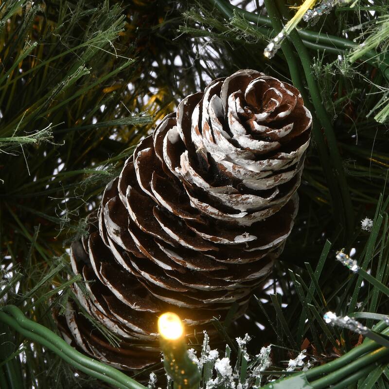 National Tree Company 30 in.Glittery Bristle Pine Wreath with Dual Color LED Cosmic Lights - 30 in