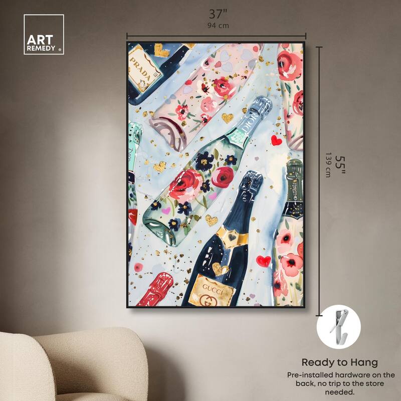 Fun Floral Champagne Canvas by Art Remedy