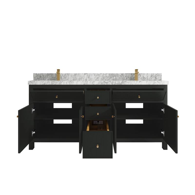 Willow Collections 72 in W x 22 in D Sonoma Free Standing Reeded Double Sink Bathroom Vanity with Countertop