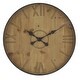 preview thumbnail 1 of 2, Brown Wood Natural Wall Clock, 32 x 32 x 2 - 32 x 2 x 32