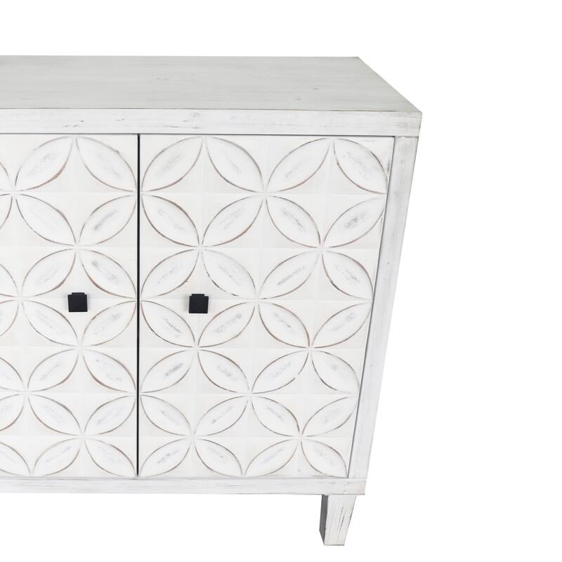Sideboard Buffet Cabinet with 4 Doors, Storage Cabinet with Metal Handle, Wooden Accent Cabinet with Adjustable Shelves