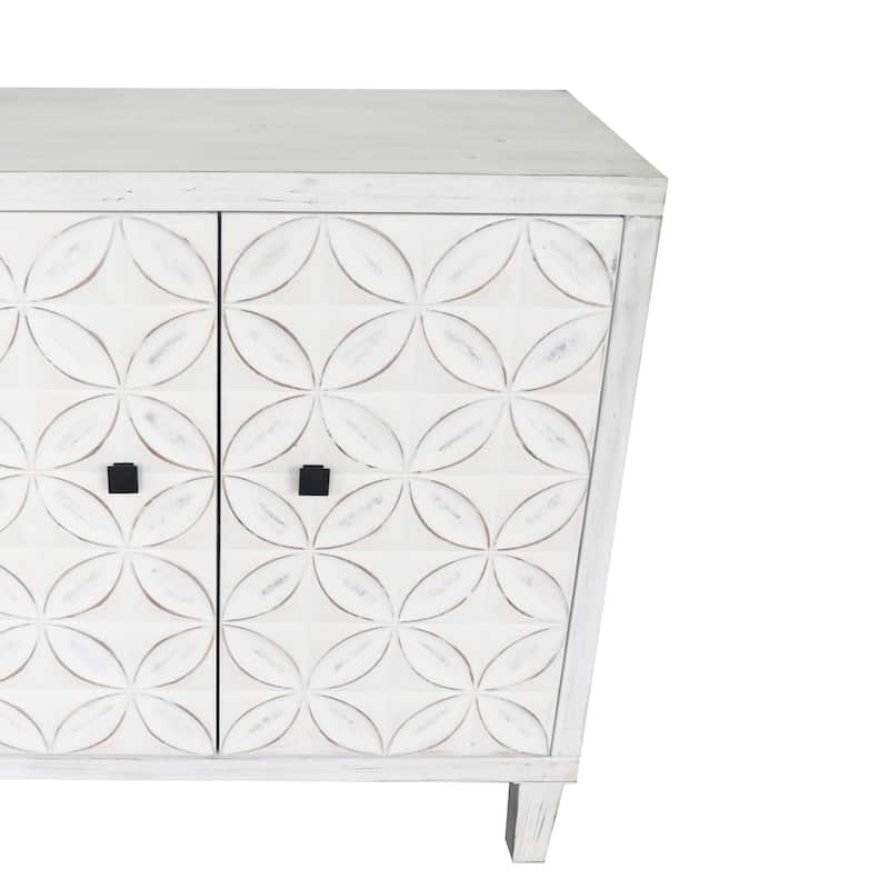 Wooden Accent Storage Cabinet White Washed Buffet Sideboard Side Cabinet