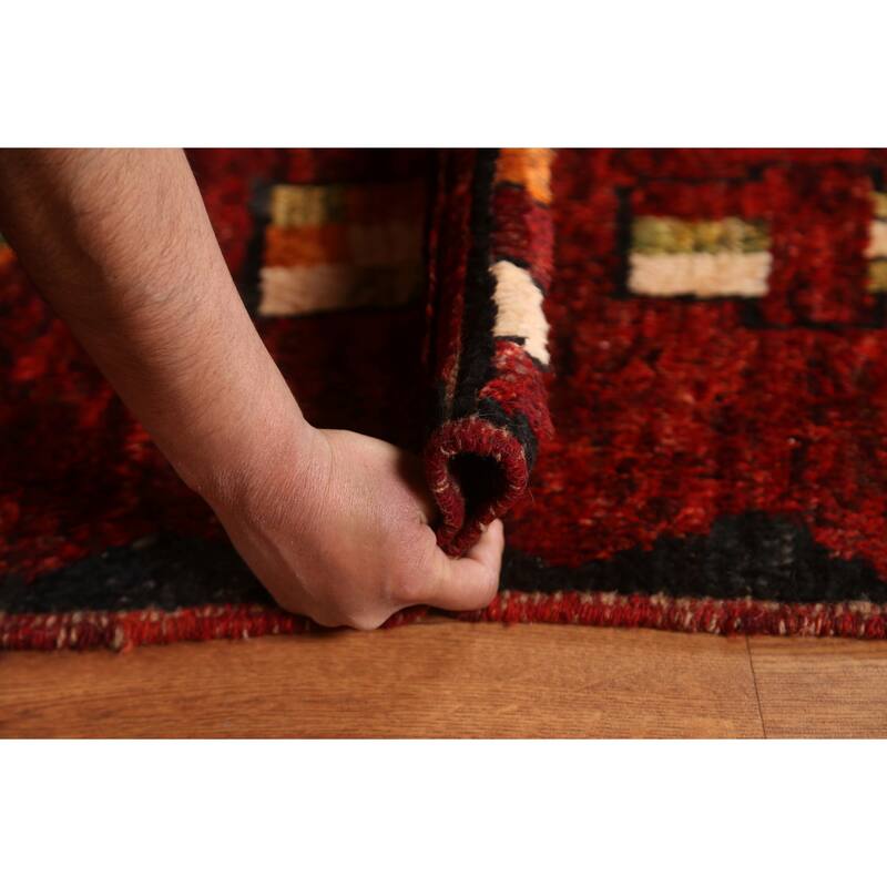 Hand Knotted Oriental 100% Wool Carpet Modern Tribal Red Moroccan Area Rug - 7' 9'' X 5' 8''