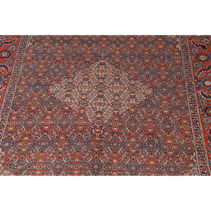 Hand Knotted Oriental 100% Wool Carpet Traditional Floral Oranges & Rust Senneh Area Rug - 11' 11'' X 9' 0''