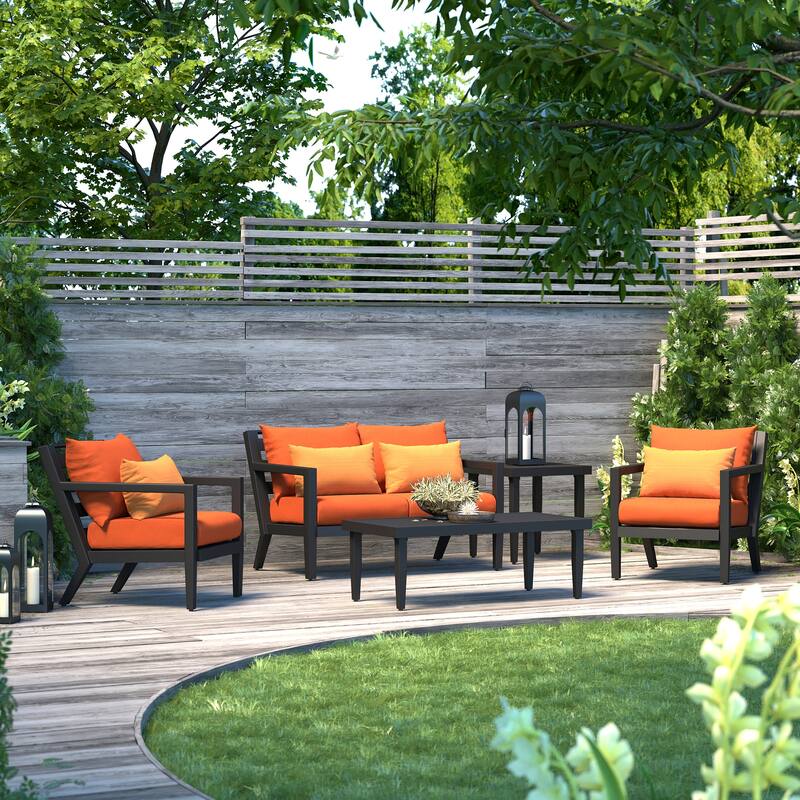 Thelix 5 Piece Sunbrella Outdoor Patio Seating Set