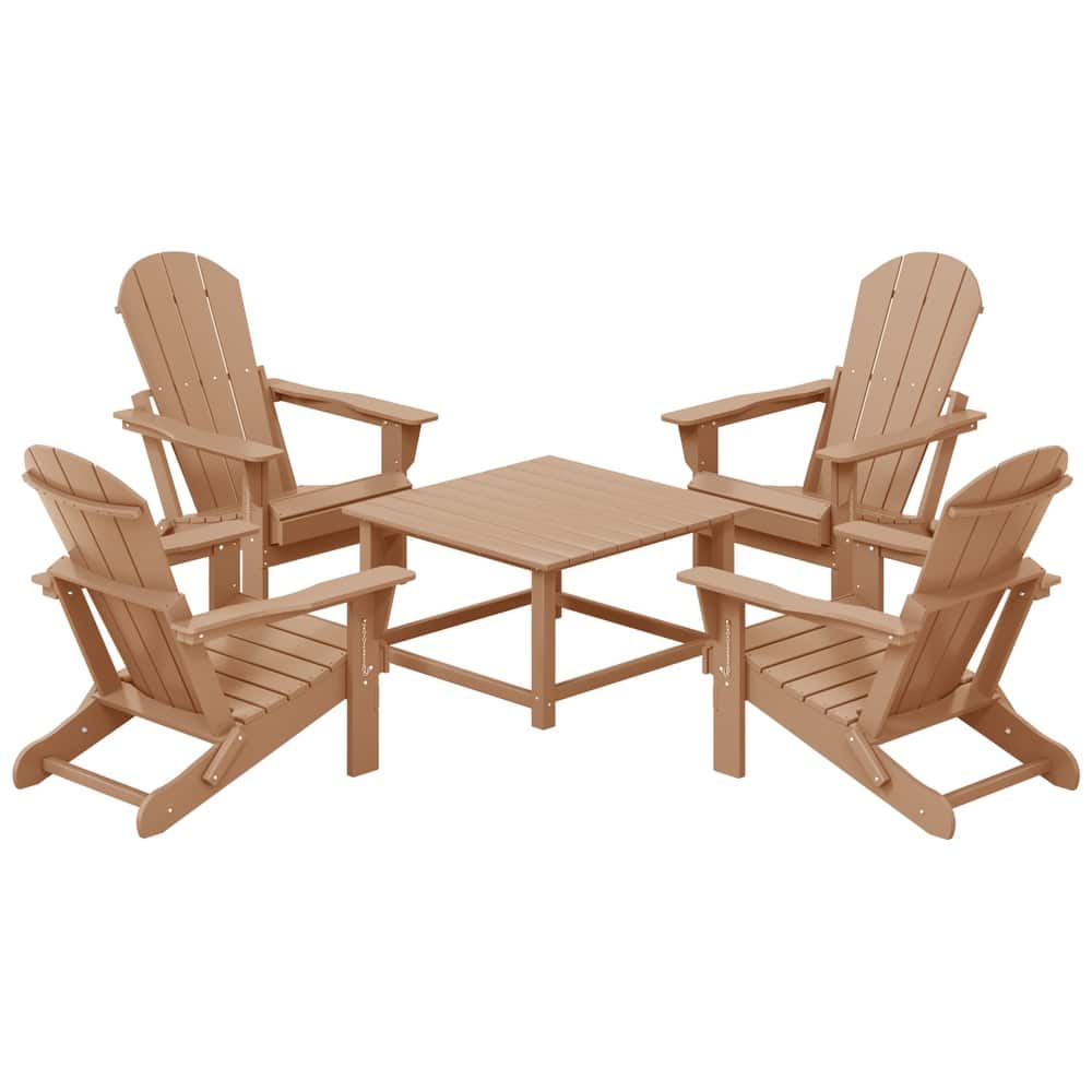 Laguna Outdoor 5-Piece Adirondack Chair With Square Coffee Table Conversation Set