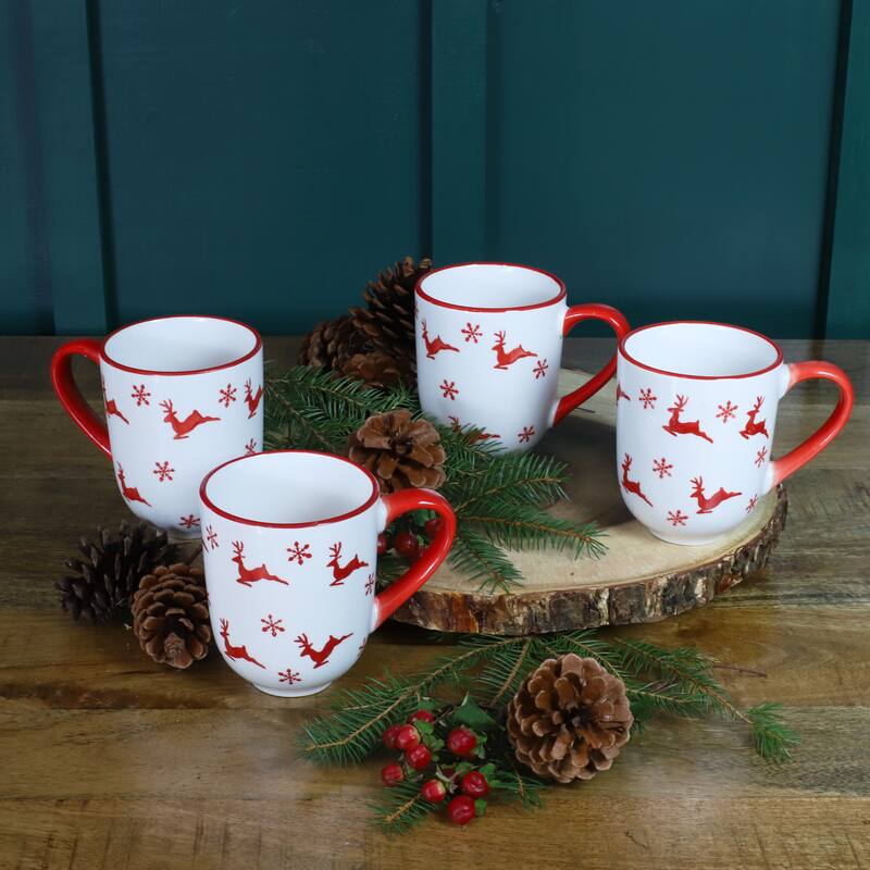 Euro Ceramica Winterfest 4 Piece 12 oz Mugs Set