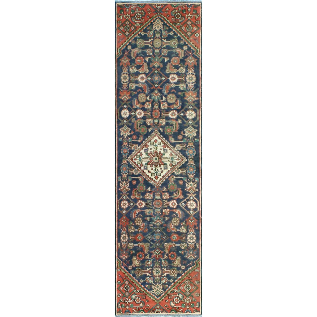 Noori Rug Fine Vintage Distressed Enrique Navy/Rust Runner - 2'4" x 8'11"