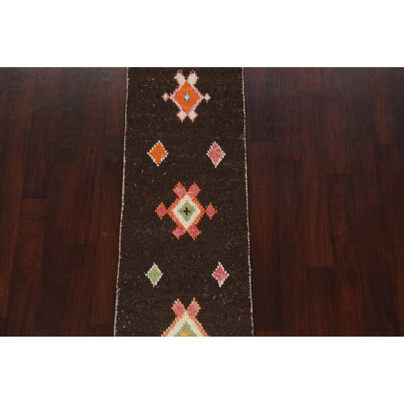 Tribal Geometric Oriental Moroccan Runner Rug Wool Hand-knotted Carpet - 2'0" x 8'10"