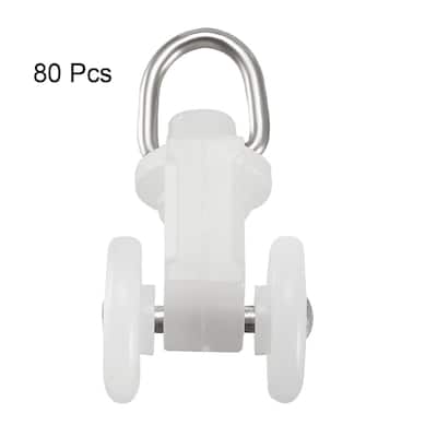 Curtain Track Rollers Plastic Twin Wheeled Carriers 11.5mm Dia 80 Pcs - White