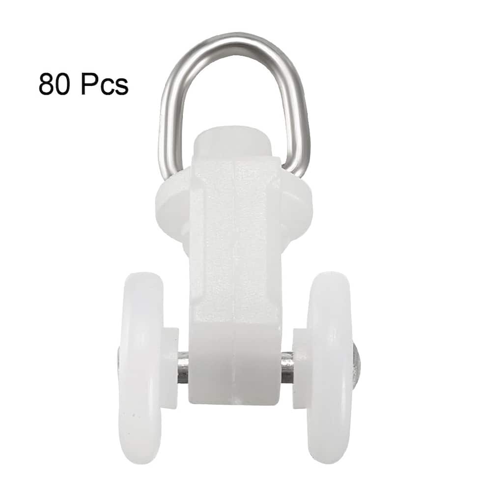 Curtain Track Rollers Plastic Twin Wheeled Carriers 11.5mm Dia 80 Pcs - White