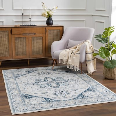 Hauteloom Liverpool Living Room, Bedroom Area Rug - Traditional - Charcoal,Medium Gray,Light Gray - 2' x 3'