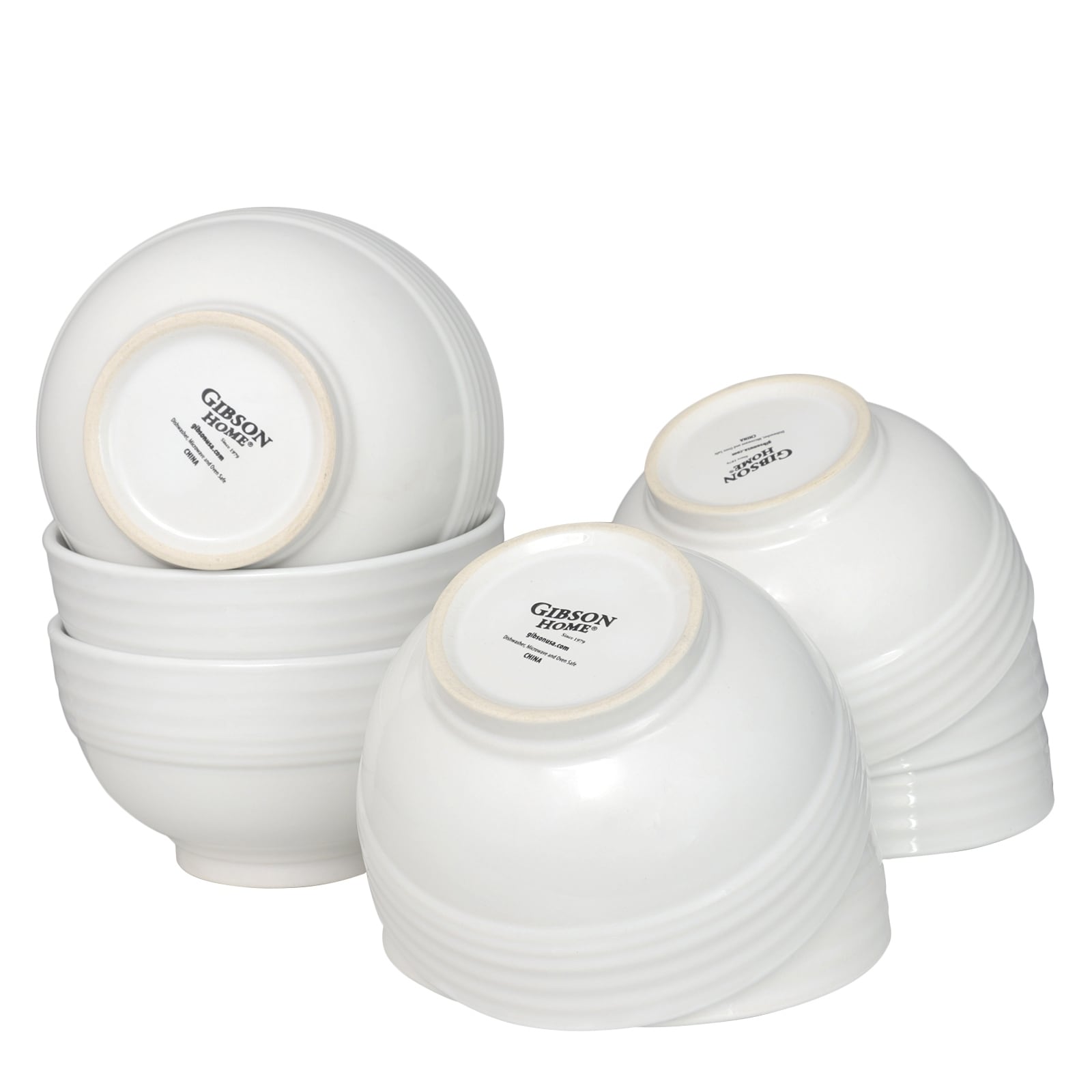 Gibson Home Plaza Cafe 8 Piece 6 Inch Stoneware Bowl Set In White Overstock 32036218