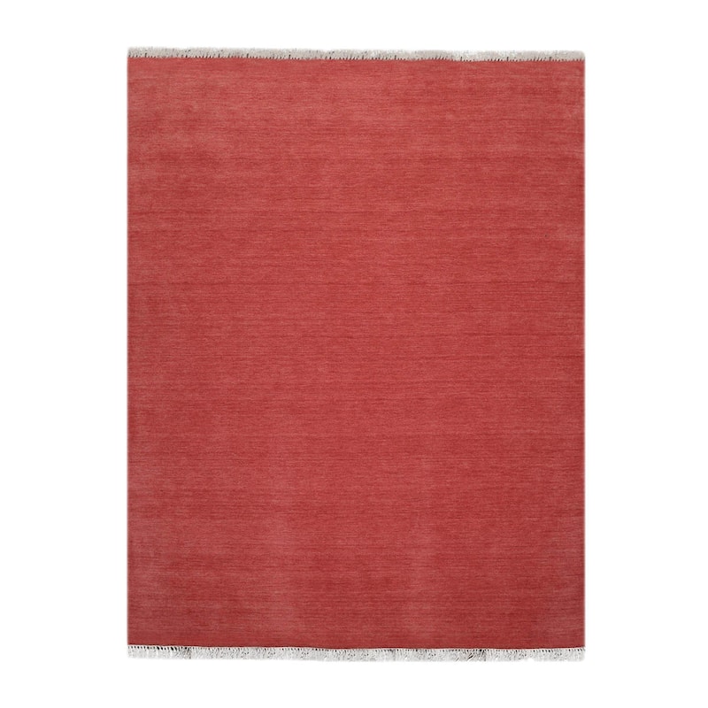 Hand Loomed Coral, Solid Wool Traditional Oriental Area Rug