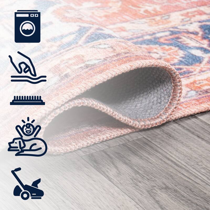 JONATHAN Y Marrakesh Ornate Medallion Machine Washable Area Rug