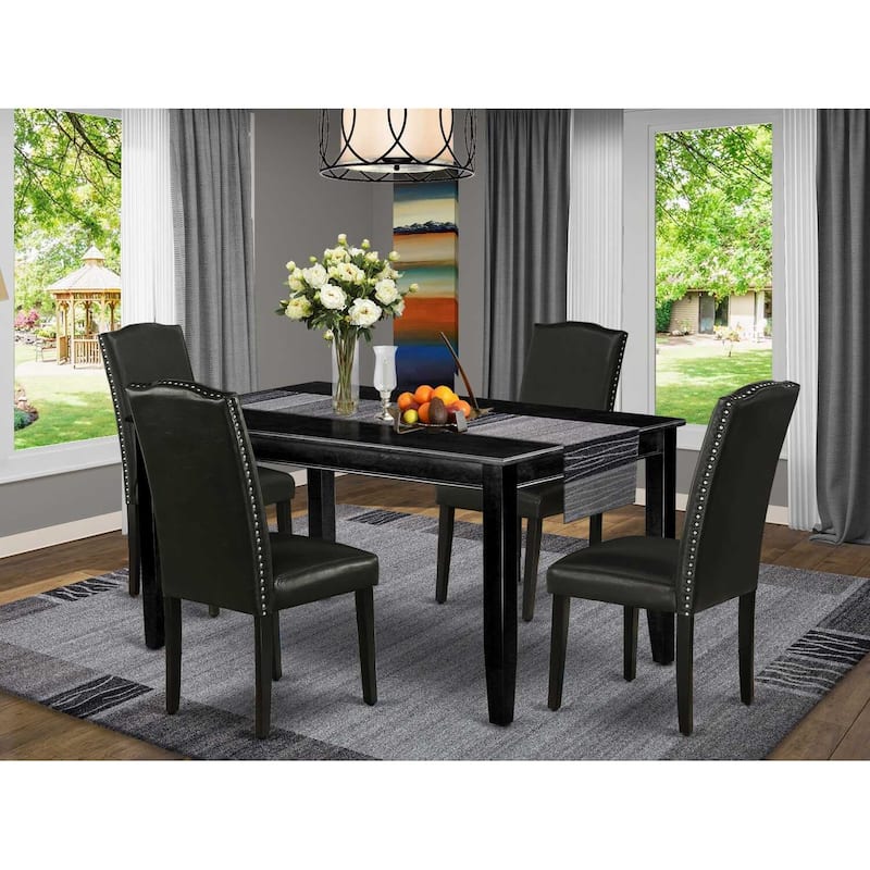 Dining Room Set 5 Piece Table & Chairs - Rectangle Kitchen Table with Faux Leather Parsons Chairs - 36x60 Inch