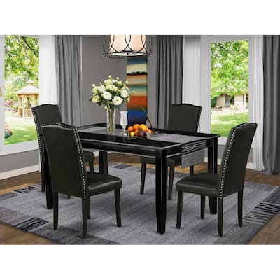 Dining Room Set 5 Piece Table & Chairs - Rectangle Kitchen Table with Faux Leather Parsons Chairs - 36x60 Inch