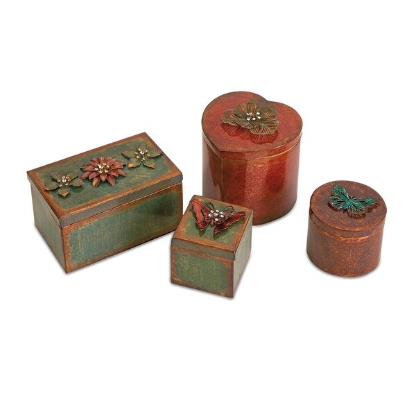 IMAX Home 74035-4RF Ellie Wrought Iron Decorative Boxes - Set of 4 - Multi-Colored