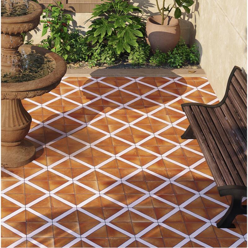 Merola Tile Sentier des Ocres Treillis Blue 7-7/8" x 7-7/8" Porcelain Floor and Wall Tile
