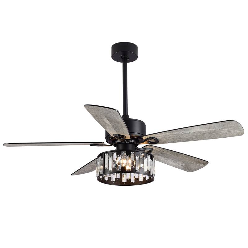 52" Crystal Chandelier 5-Blade Ceiling Fan with Light Kit and Remote