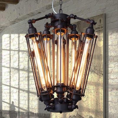 Industrial Steampunk Chandelier Pendant Light LED Ceiling Lamp Fixture - 42" x 26"