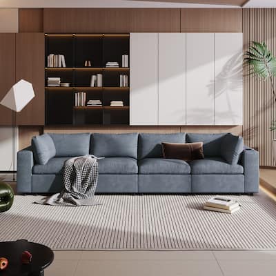 Modular Sofa with Wireless Charging and Built-in Bluetooth Speaker in Arm