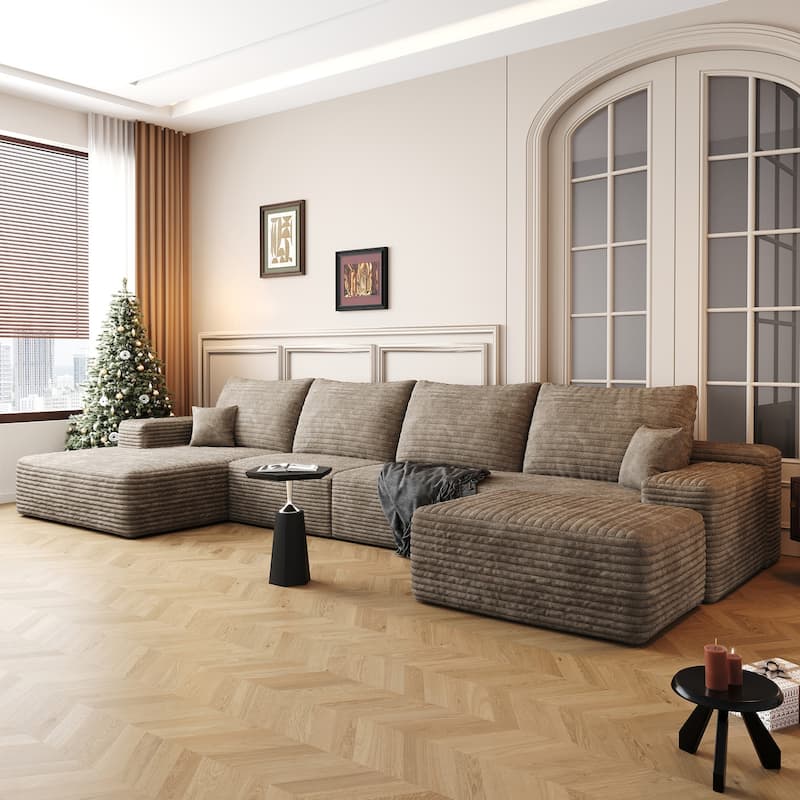 135-in Casual Camel 4 -seater Left Reclining Sectional - 8' x 10' - Left Facing