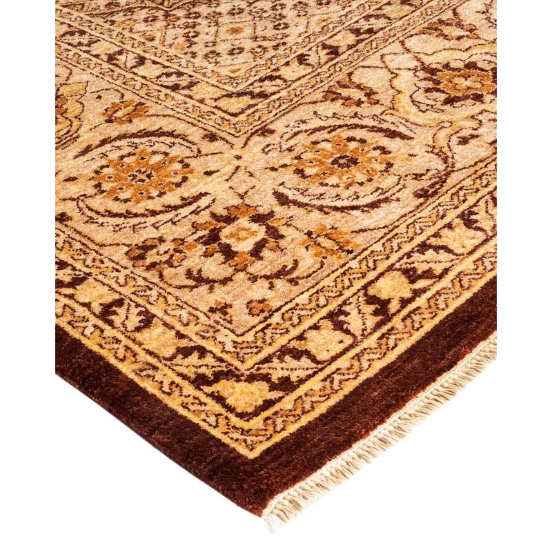 Overton Hand Knotted Wool Contemporary Oriental Brown Area Rug - 9' x 12'