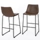 preview thumbnail 3 of 5, Cedric Faux Leather Barstools (Set of 2) by Christopher Knight Home