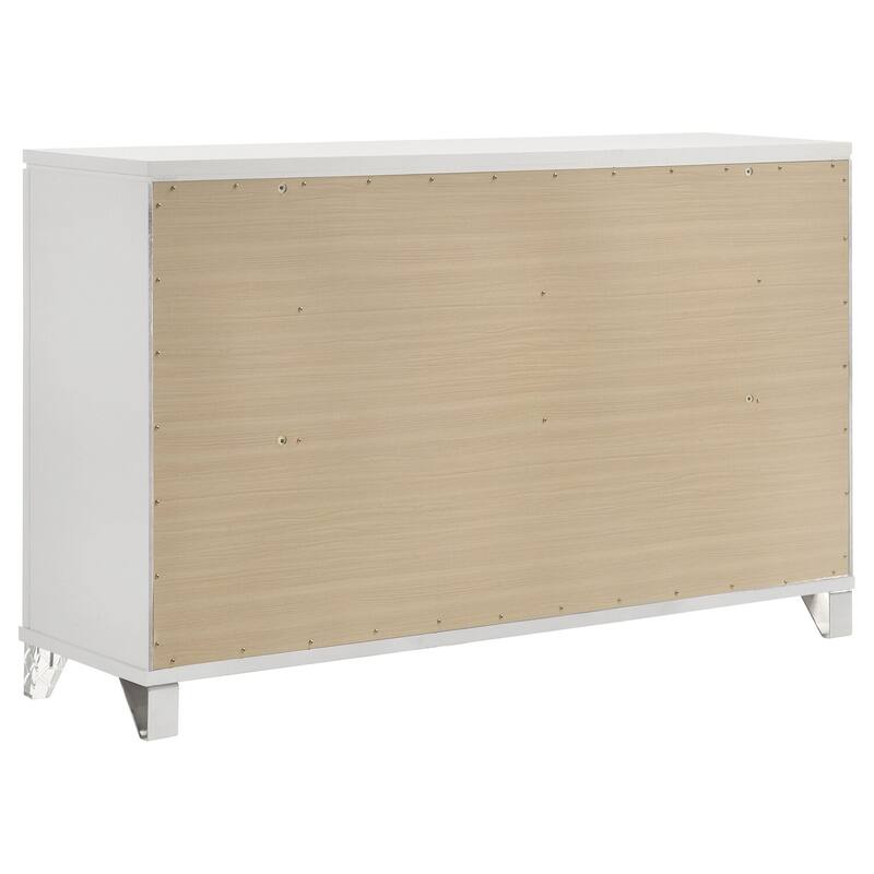 9-Drawer White Dresser Cabinet with Spacious Storage, Smooth Glide Hardware, and Clean Contemporary Lines