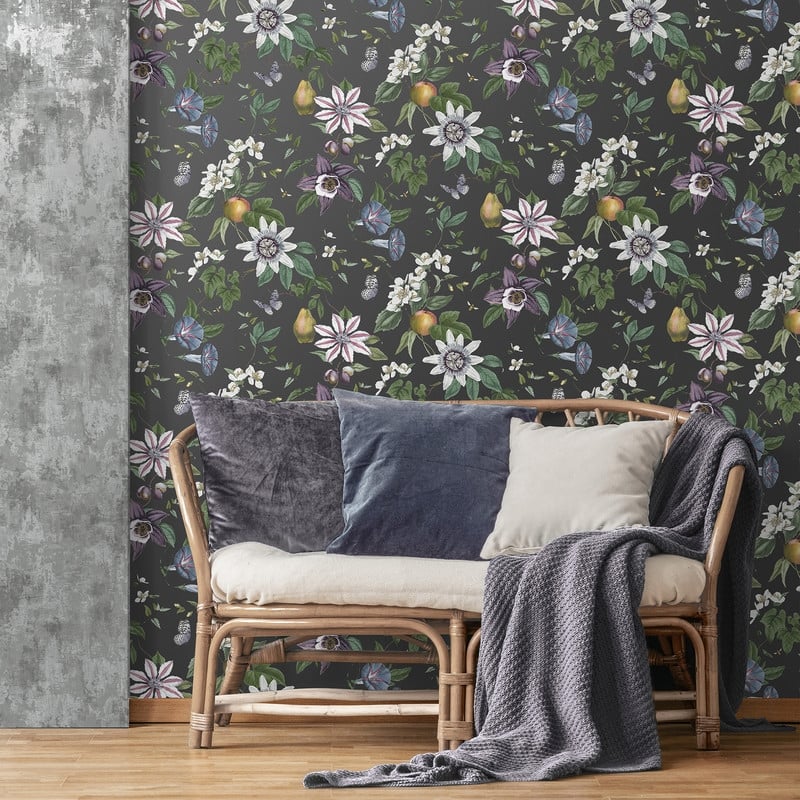 Fine Decor Sierra Black Floral Wallpaper